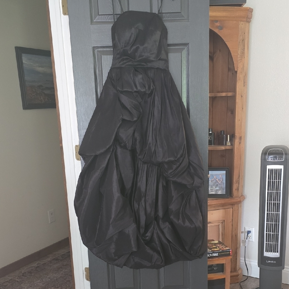 B Darlin Black Strapless High Low Gown